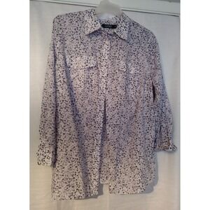 Lauren Ralph Lauren Shirt Womens 2XL Purple Floral Non-Iron Button Down Collared